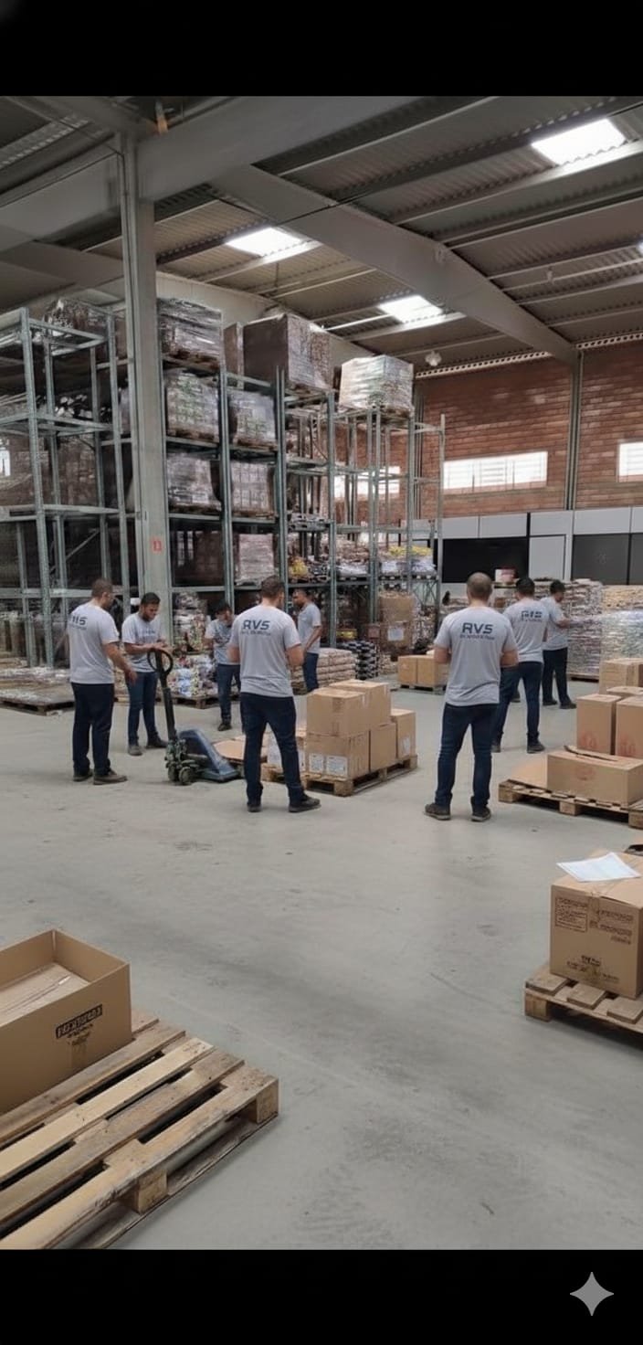 Equipe RVS em operação de apoio a crossdocking e distribuição logística
