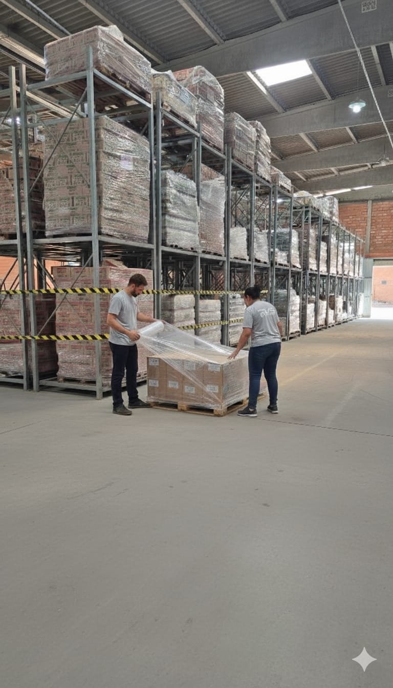 Equipe RVS realizando serviço externo em cliente com armazenagem verticalizada